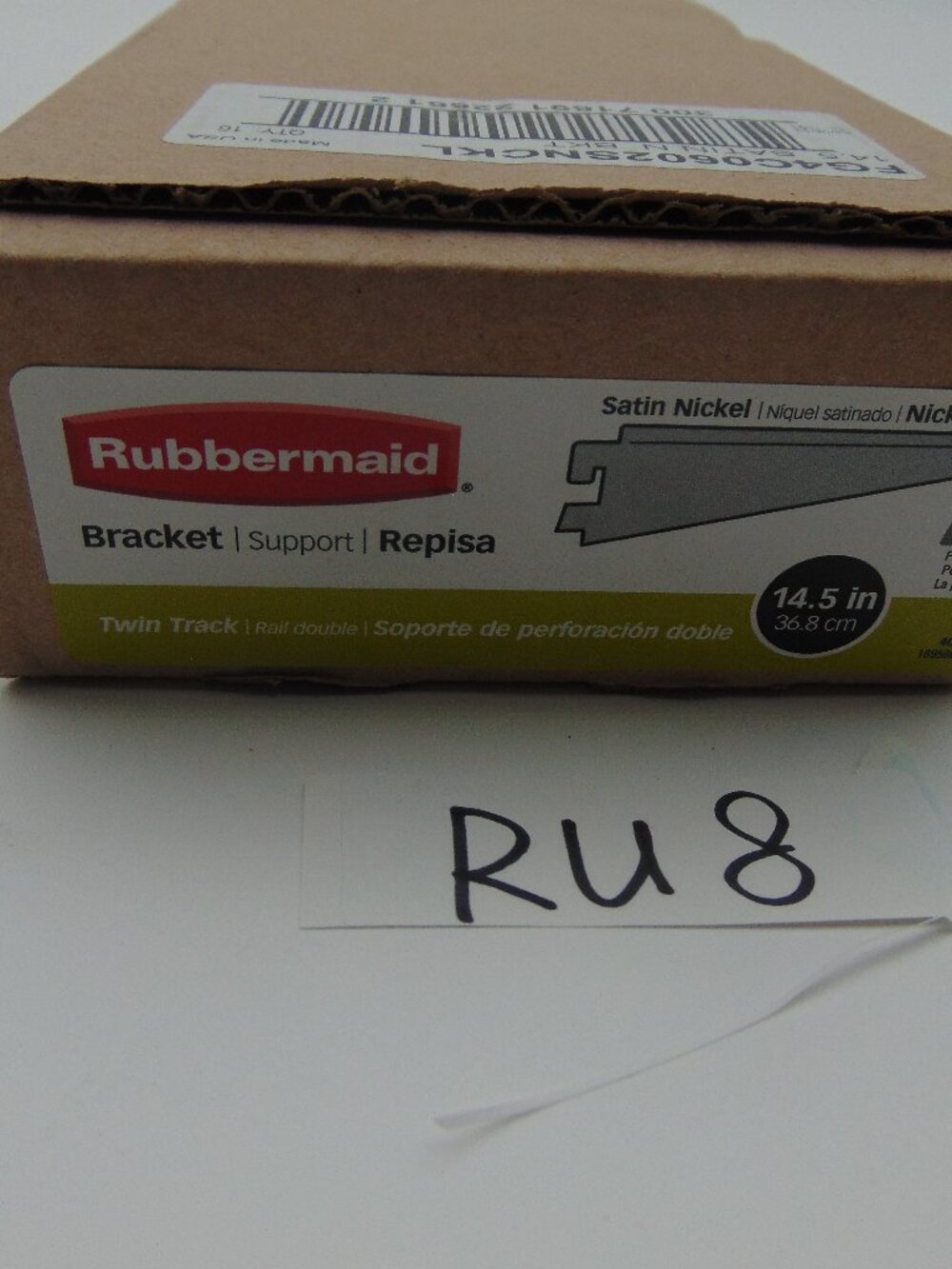 16 Rubbermaid Brackets Twin Track Bracket 14.5” Lot Of 16 FG4C0602NNCKL Nickel